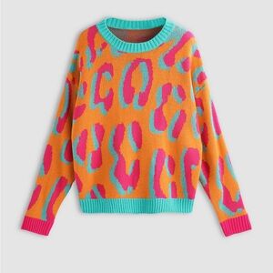 ORANGE LEOPARD PRINT SWEATER